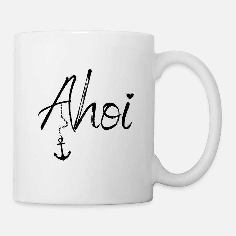 Maritime Mode mit Ahoi und Anker - Tasse - Weiß