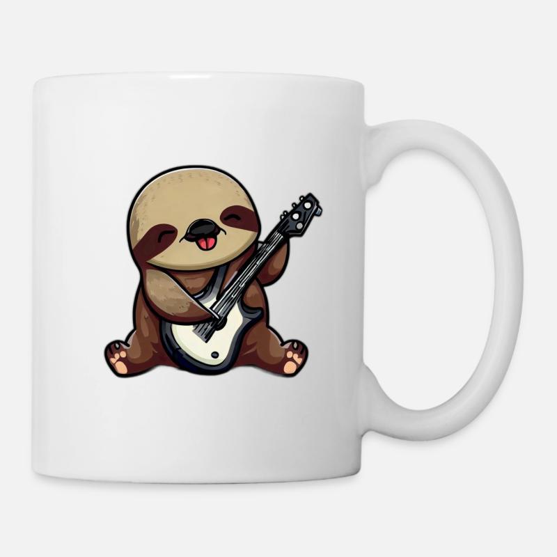 Faultier mit Gitarre - Tasse - Weiß