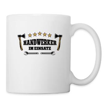 Handwerker im Einsatz Handwerk Mechatroniker Bau - Tasse - Weiß - Rechts