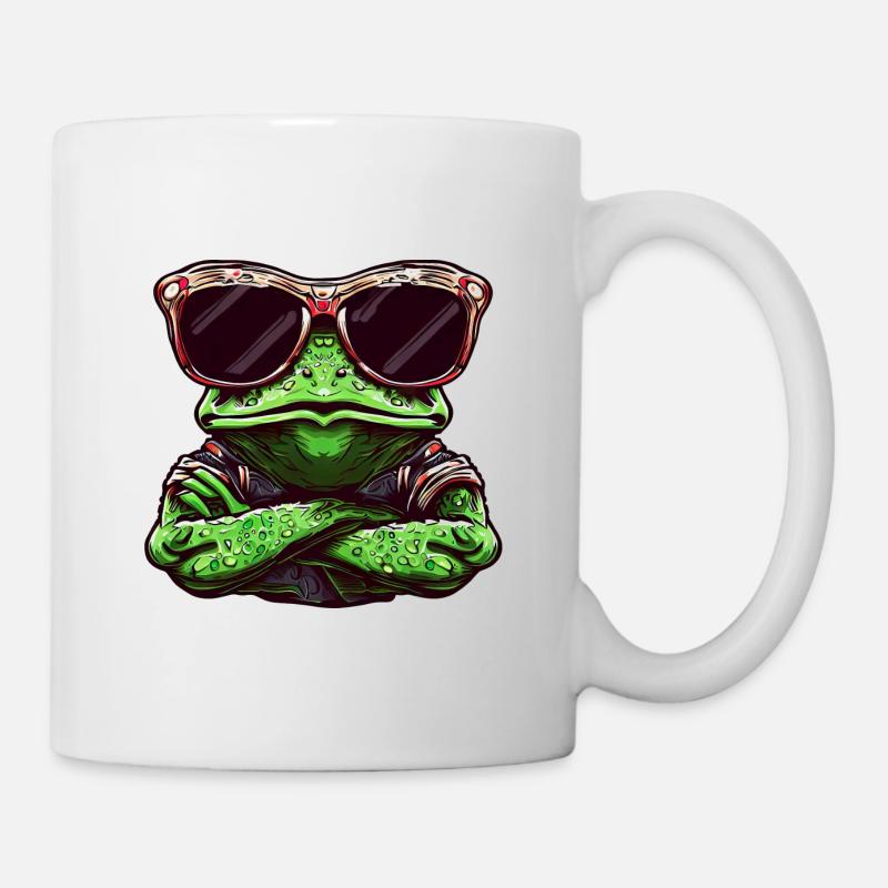 Grenouille cool avec lunettes de soleil videur animal desi - Mug blanc - blanc