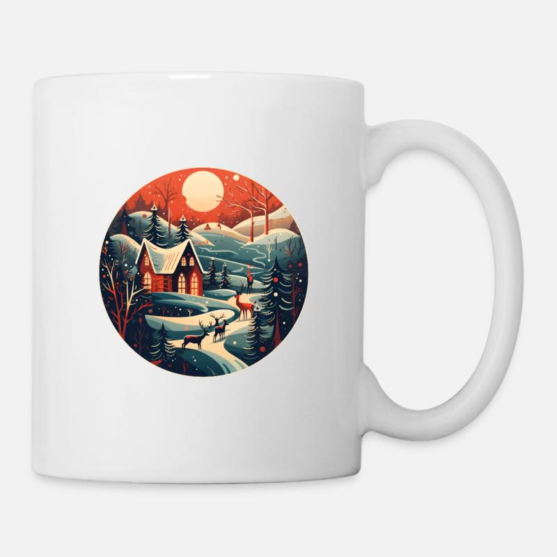Weihnachtswinterlandschaft - Tasse - Weiß