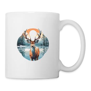 Deer in winter landscape - Mug - white - Right