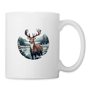 Deer in winter landscape - Mug - white - Right