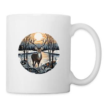 Paysage d’hiver avec des cerfs - Mug blanc - blanc - Droite