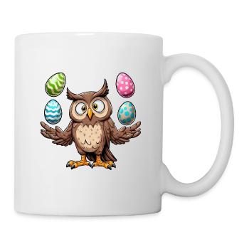 Eule Jongliert Ostereier Osterartist - Tasse - Weiß - Rechts
