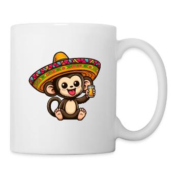 Cinco de Mayo Dessin animé de singe mignon aux yeux verts - Mug blanc - blanc - Droite