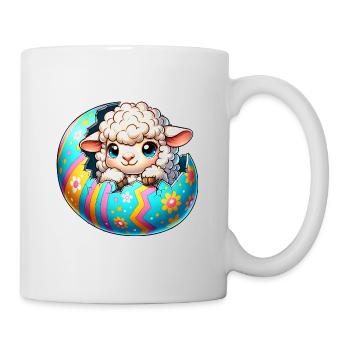Colorful Lamb Hatching from Easter Egg Cartoon - Mug - white - Right