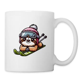 Sloth Skier Winter Vacation Sports - Mug - white - Right