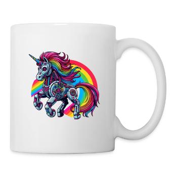Licorne cyborg avec arc-en-ciel - Mug blanc - blanc - Droite