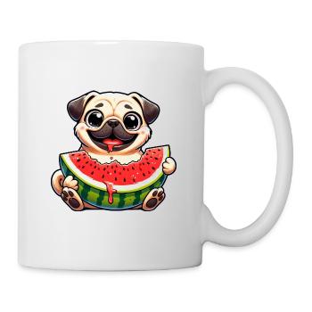Pug with Melon Cute Cartoon - Mug - white - Right