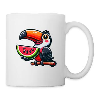 Oiseau, Toucan, Oiseau De Paradis, Melon, Pastèque - Mug blanc - blanc - Droite