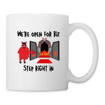 We’re open for biz. Step right in. - Mug - white - Right