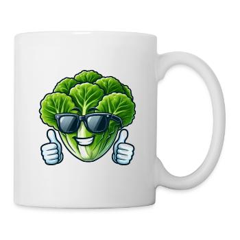 Cooler veganer Salat mit Sonnenbrille Vegetarisch - Tasse - Weiß - Rechts