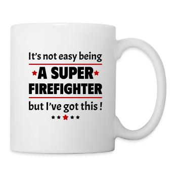 Not easy to be a super firefighter - Mug - white - Right