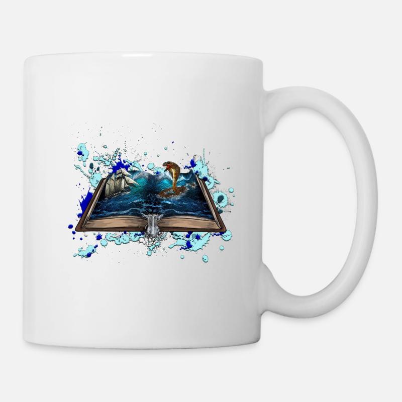 Navire dans la tempête avec serpent Illustration - Mug blanc - blanc
