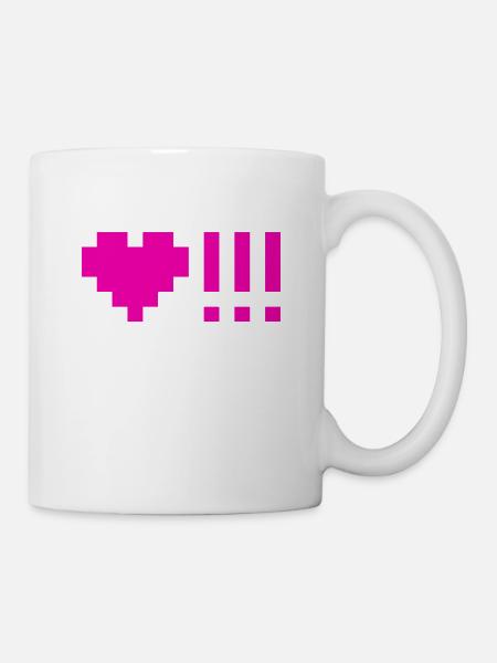 Herzen mit drei Ausrufezeichen - Tasse - Weiß