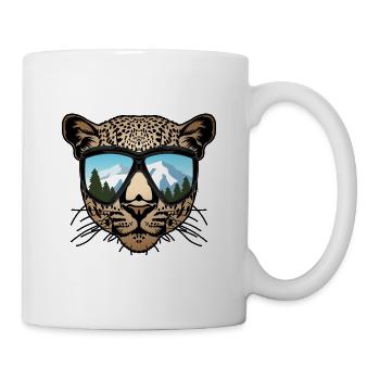 Leopard Googles Geschenk für Snowboarden Wintersport - Tasse - Weiß - Rechts