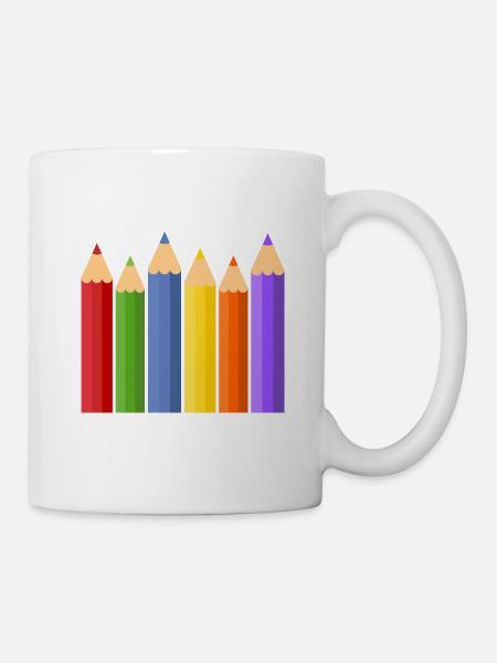 Bleistift Buntstifte Buntstift Stifte Stift Schule - Tasse - Weiß