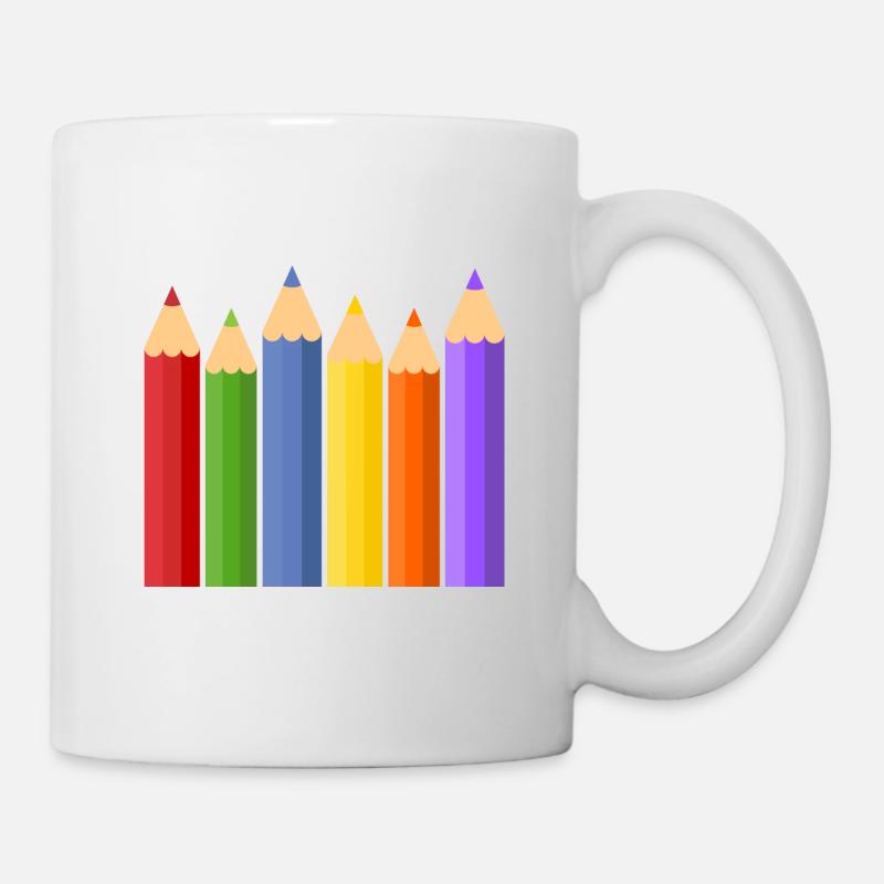 Bleistift Buntstifte Buntstift Stifte Stift Schule - Tasse - Weiß
