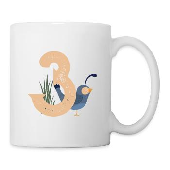 Kleiner Vogel zum 3. Geburtstag - Tasse - Weiß - Rechts