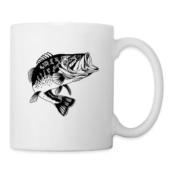 Barschfischen, Fischer Geschenk Angeln Liebhaber, Fische - Tasse - Weiß - Rechts