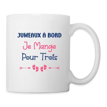Jumeaux a bord je mange pour trois - Mug blanc - blanc - Droite