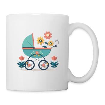 Blumiger Kinderwagen 7 - Tasse - Weiß - Rechts