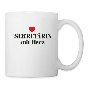 Sekretärin Mit Herz Danke Arbeit Büro Abschied - Tasse - Weiß - Rechts