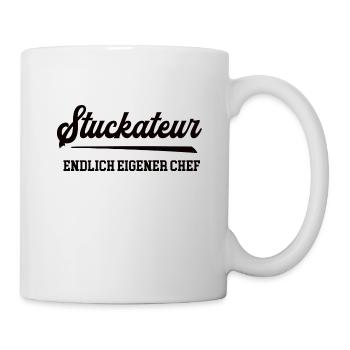 Stuckateur Endlich Chef Unternehmer Selbstständig - Tasse - Weiß - Rechts