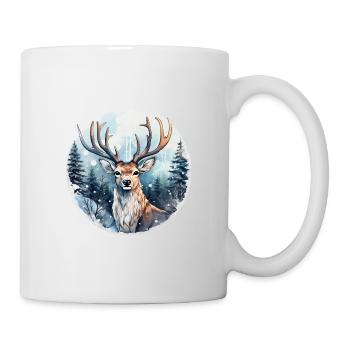 Hirsch im schneebedeckten Wald - Tasse - Weiß - Rechts
