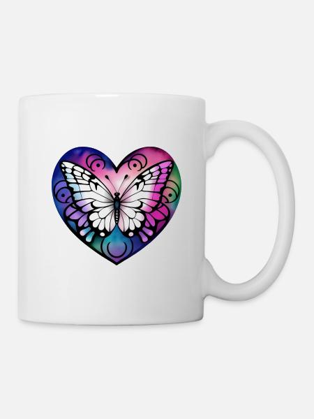 Butterfly in the heart - Mug - white