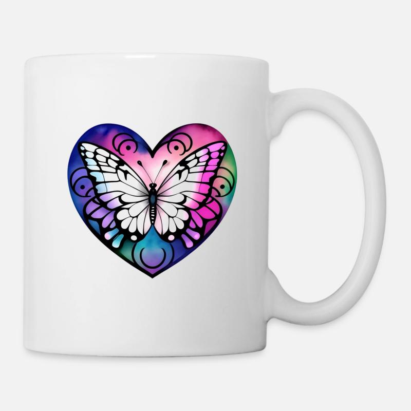 Schmetterling im Herzen - Tasse - Weiß