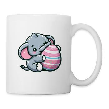 Süßer Comic Elefant Umarmt Ei Osterei - Tasse - Weiß - Rechts
