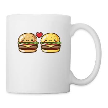 Burger Paar Liebe Herz Valentinstag - Tasse - Weiß - Rechts