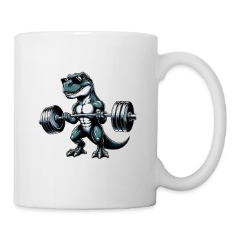 Cool Dino T-Rex Workout Dumbbell Workout Design - Mug - white - Right