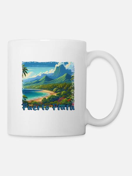 Puerto Plata : Vacances à la plage avec paysage de montagne et - Mug blanc - blanc