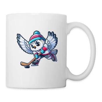 Schneeeule Hockeyspieler Cartoon Eishockey - Tasse - Weiß - Rechts