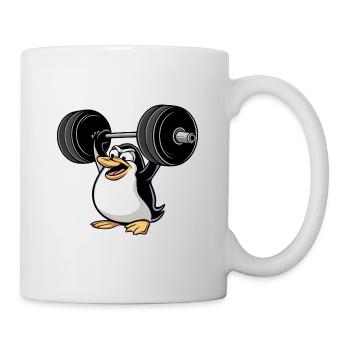 Salty Pinguin Hantel Fitness Cartoon - Tasse - Weiß - Rechts