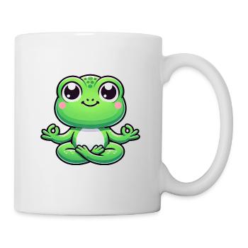 Entspannter Frosch bei Yoga und Meditation - Tasse - Weiß - Rechts
