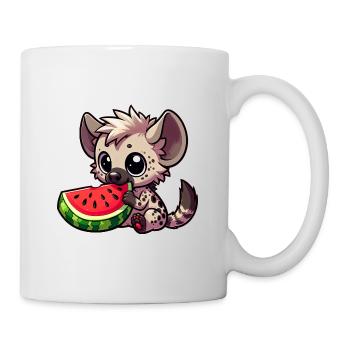 Hyäne mit Wassermelone Sommerfrucht - Tasse - Weiß - Rechts