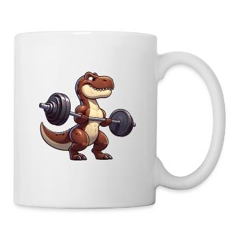 T-Rex avec conception d’entraînement avec haltères - Mug blanc - blanc - Droite