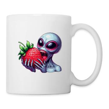 Außerirdischer UFO Erdbeere lustig fruchtig - Tasse - Weiß - Rechts