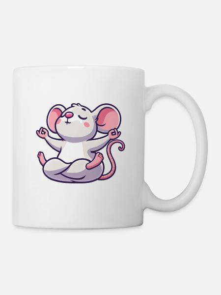 Maus und Ratte Yoga Meditation Übungen Zen - Tasse - Weiß