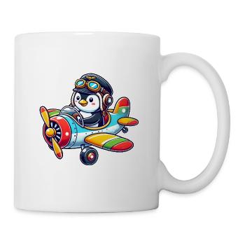 Licence de vol de pilote de pingouin Avion Dessin animé volant - Mug blanc - blanc - Droite