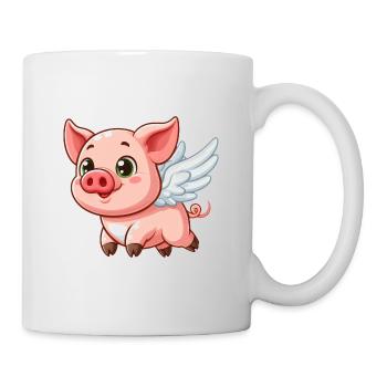 Cute Pig Angel Cartoon with Halo - Mug - white - Right