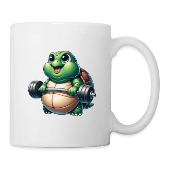 Drôle de grosse tortue avec haltère fitness - Mug blanc - blanc - Droite