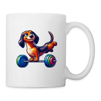Dackel Handstand Barbell Fitness Training - Tasse - Weiß - Rechts