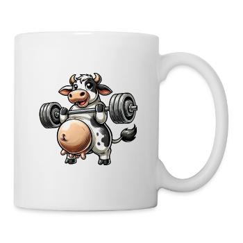 Drôle de grosse vache haltère fitness - Mug blanc - blanc - Droite