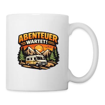 Abenteuer wartet Camper Vanlife Shirt - Tasse - Weiß - Rechts