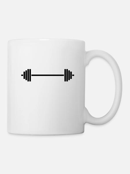 Barbell fitness dumbbell gift idea - Mug - white